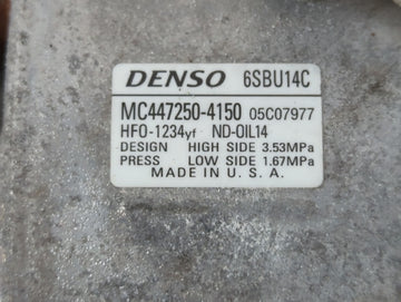 2019-2022 Acura Rdx Air Conditioning A/c Ac Compressor Oem
