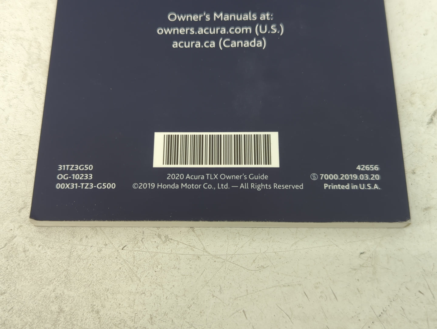 2020 Acura Tlx Owners Manual Book Guide OEM Used Auto Parts - Oemusedautoparts1.com