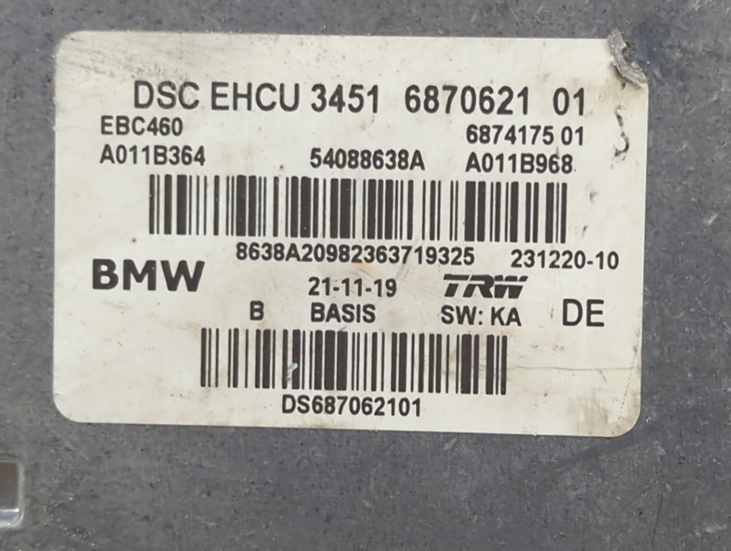2018-2020 Bmw 530 ABS Pump Control Module Replacement P/N:3451 6870621 01 EBC460, 6874175 01 Fits Fits 2017 2018 2019 2020 2