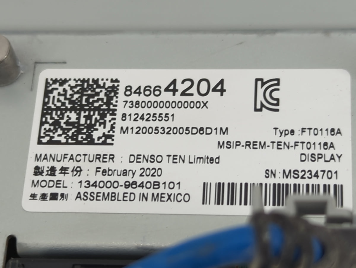 2019-2020 Chevrolet Camaro Information Radio Display Screen 1453301 - Oemusedautoparts1.com