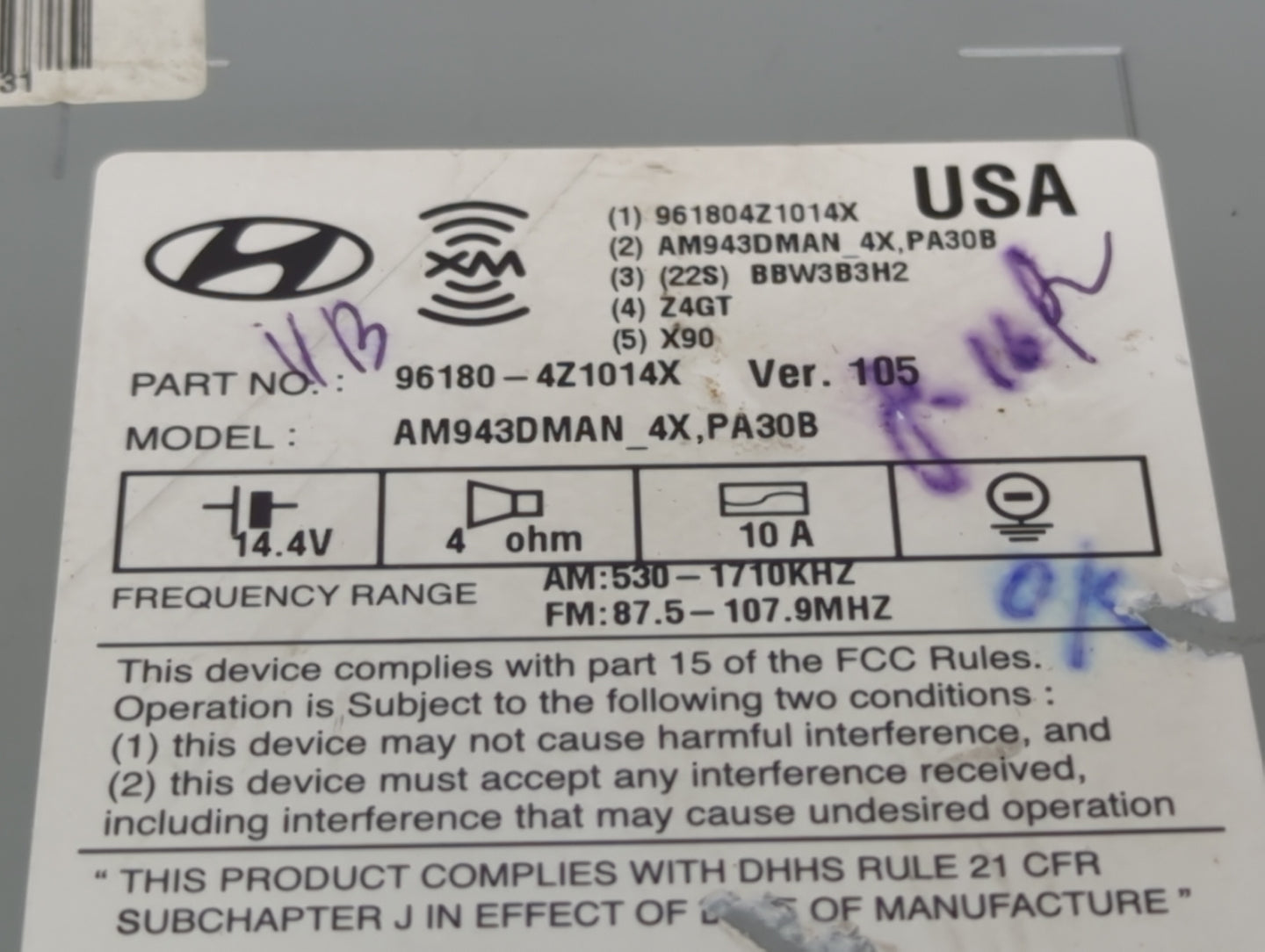2020 Chevrolet Colorado Radio AM FM Cd Player Receiver Replacement P/N:96180-4Z1014X Fits Fits 2021 2022 OEM Used Auto Parts