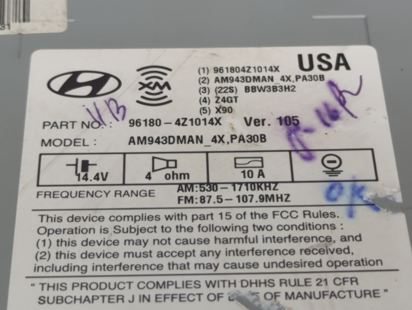 2020 Chevrolet Colorado Radio AM FM Cd Player Receiver Replacement P/N:96180-4Z1014X Fits Fits 2021 2022 OEM Used Auto Parts