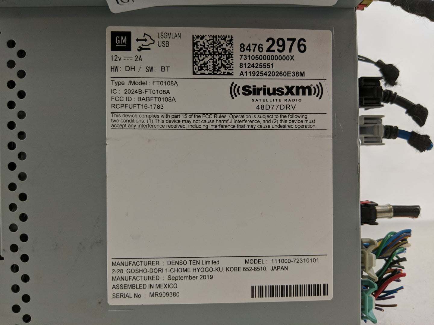 2019-2021 Chevrolet Equinox Radio AM FM Cd Player Receiver Replacement P/N:84762976 84785827 Fits Fits 2019 2020 2021 2022 O