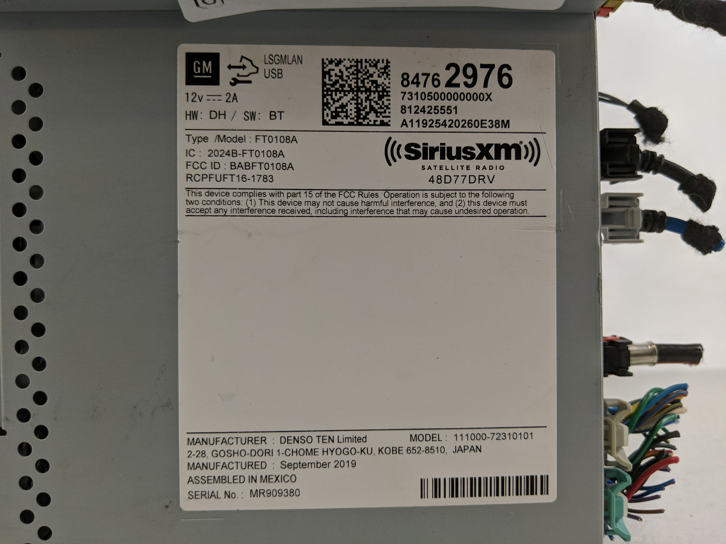 2019-2021 Chevrolet Equinox Radio AM FM Cd Player Receiver Replacement P/N:84762976 84785827 Fits Fits 2019 2020 2021 2022 O