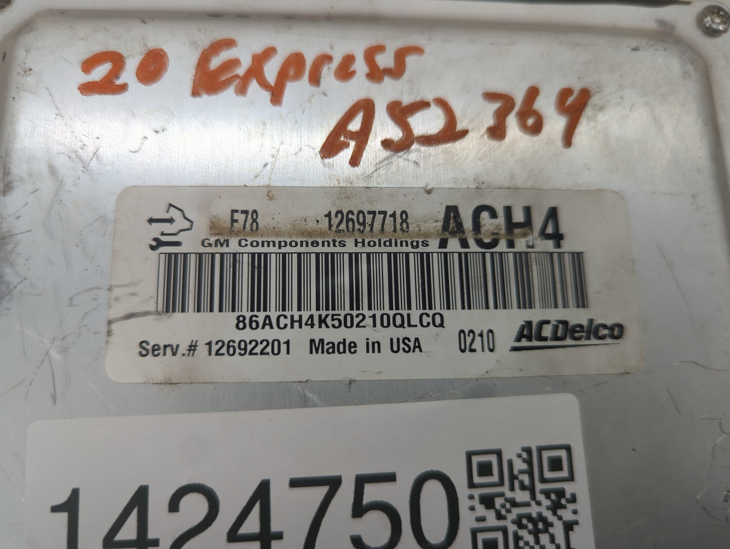 2017-2020 Chevrolet Express 2500 PCM Engine Control Computer ECU ECM PCU OEM P/N:12697718 Fits Fits 2017 2018 2019 2020 2021
