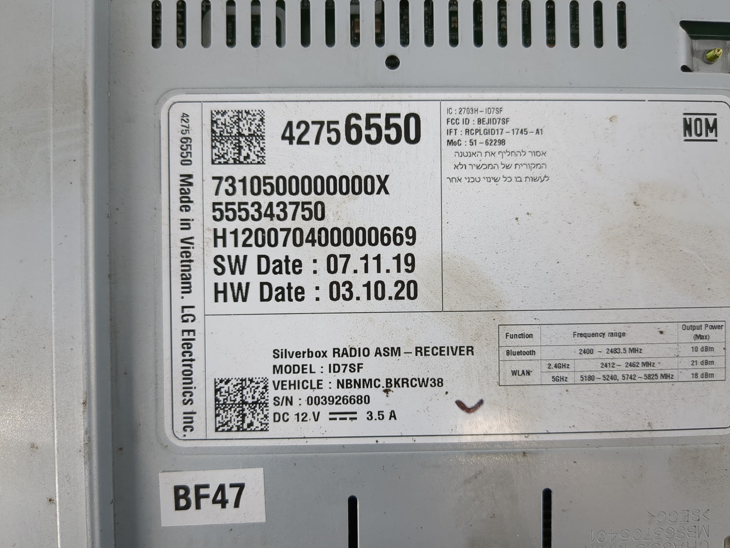 2020-2022 Chevrolet Spark Radio AM FM Cd Player Receiver Replacement P/N:42756550 Fits Fits 2020 2021 2022 OEM Used Auto Par