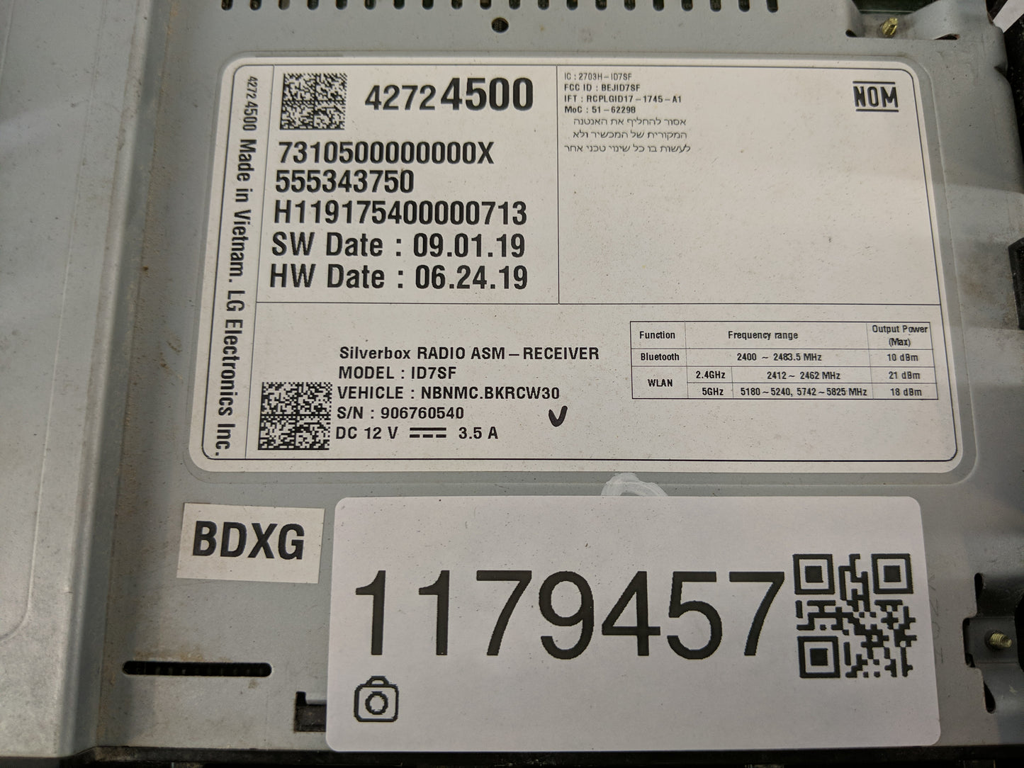 2020-2022 Chevrolet Spark Radio AM FM Cd Player Receiver Replacement P/N:42724500 Fits Fits 2020 2021 2022 OEM Used Auto Par