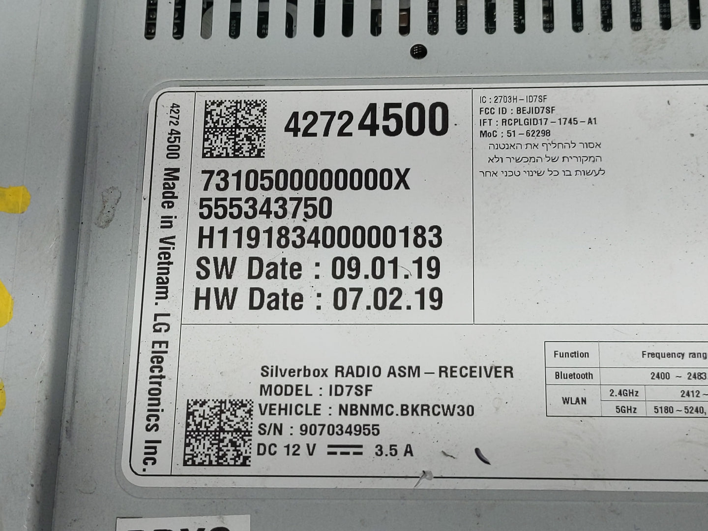 2020-2022 Chevrolet Spark Radio AM FM Cd Player Receiver Replacement P/N:42724500 Fits Fits 2020 2021 2022 OEM Used Auto Par