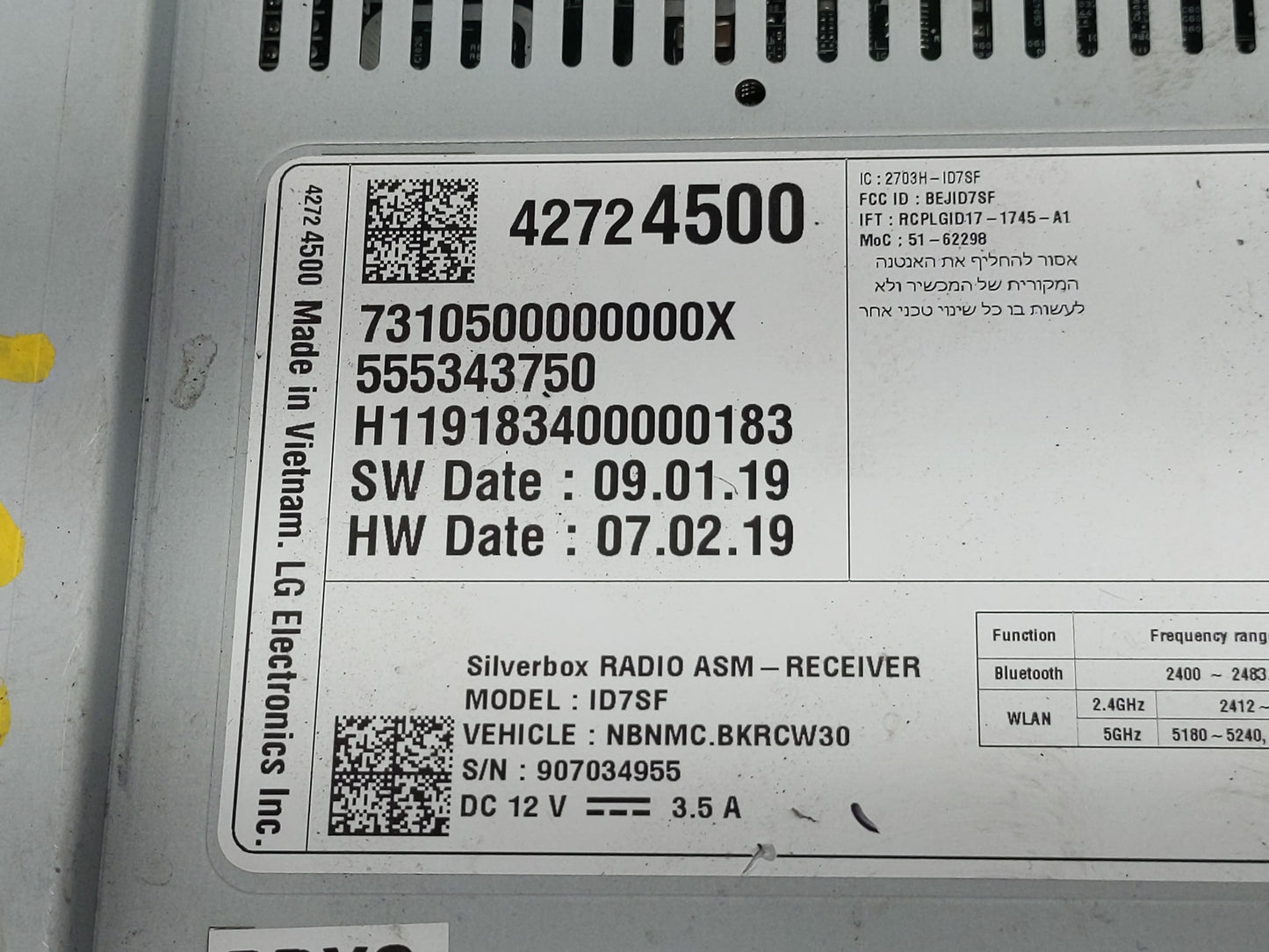 2020-2022 Chevrolet Spark Radio AM FM Cd Player Receiver Replacement P/N:42724500 Fits Fits 2020 2021 2022 OEM Used Auto Par