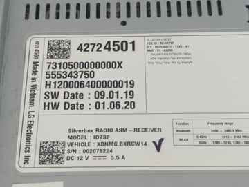 2019 Chevrolet Spark Radio AM FM Cd Player Receiver Replacement P/N:42724501 Fits OEM Used Auto Parts