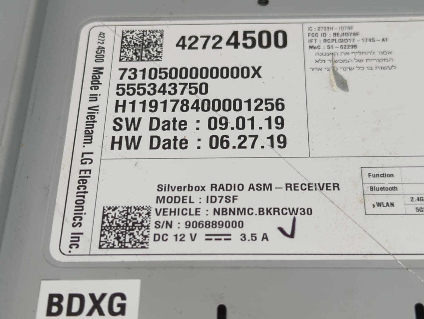 2020-2022 Chevrolet Spark Radio AM FM Cd Player Receiver Replacement P/N:42724500 555343750 Fits Fits 2020 2021 2022 OEM Use