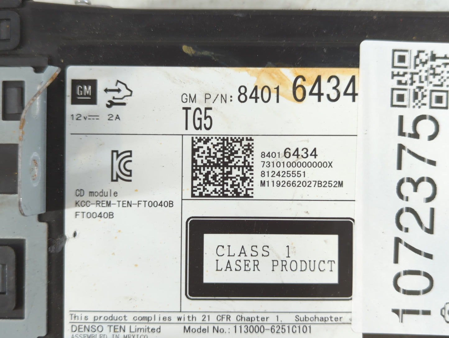 2020 Chevrolet Suburban 1500 Radio AM FM Cd Player Receiver Replacement P/N:84016434 Fits Fits 2016 2017 2018 2019 OEM Used 