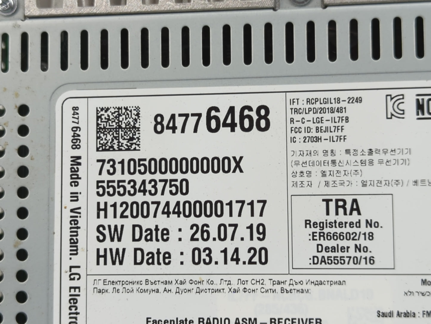 2021-2022 Chevrolet Traverse Radio AM FM Cd Player Receiver Replacement P/N:84776468 555343750 Fits Fits 2021 2022 OEM Used 
