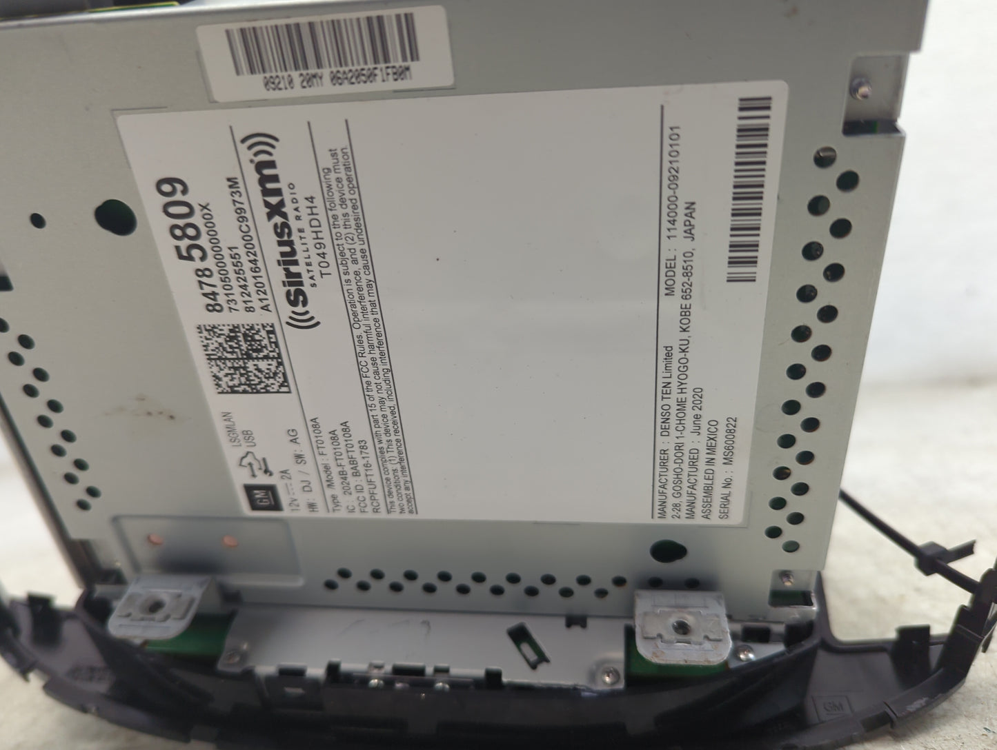 2020 Chevrolet Trax Radio AM FM Cd Player Receiver Replacement P/N:T049HDH4 FT0108A, 252N4B-FT0108A, BAFT01783 Fits OEM Used