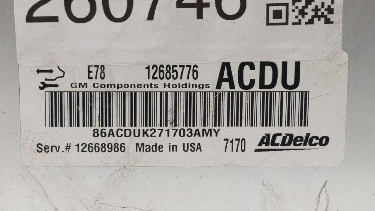 2017-2018 Chevrolet Trax PCM Engine Control Computer ECU ECM PCU OEM P/N:12685776 12668986, 12692201 Fits Fits 2017 2018 201