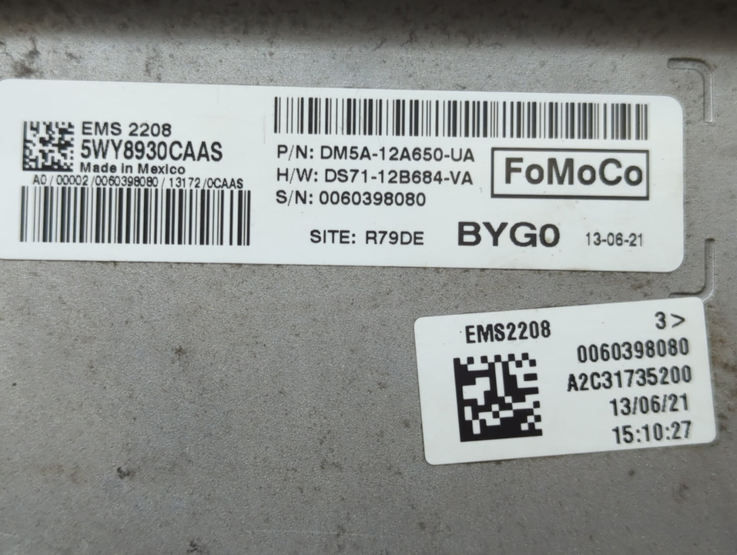 2017-2021 Chevrolet Trax PCM Engine Control Computer ECU ECM PCU OEM P/N:DS71-12B684-VA DM5A-12A650-UA Fits OEM Used Auto Pa