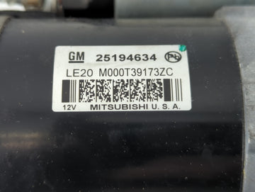 2013-2021 Chevrolet Trax Car Starter Motor Solenoid OEM P/N:M000T39173ZC 25194634 Fits OEM Used Auto Parts