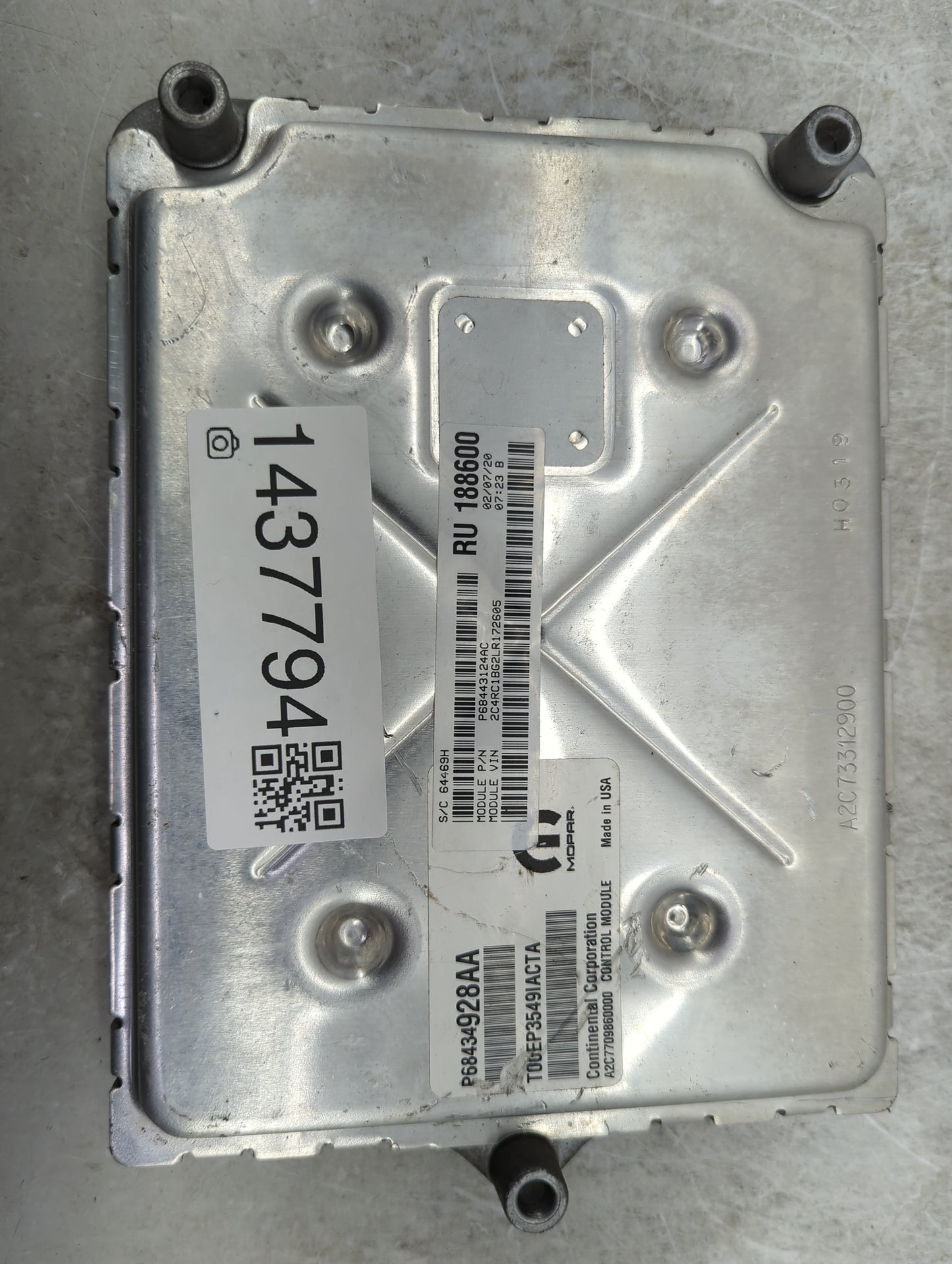2020-2022 Chrysler Pacifica PCM Engine Control Computer ECU ECM PCU OEM P/N:P68434928AA A2C73312800 Fits Fits 2020 2021 2022