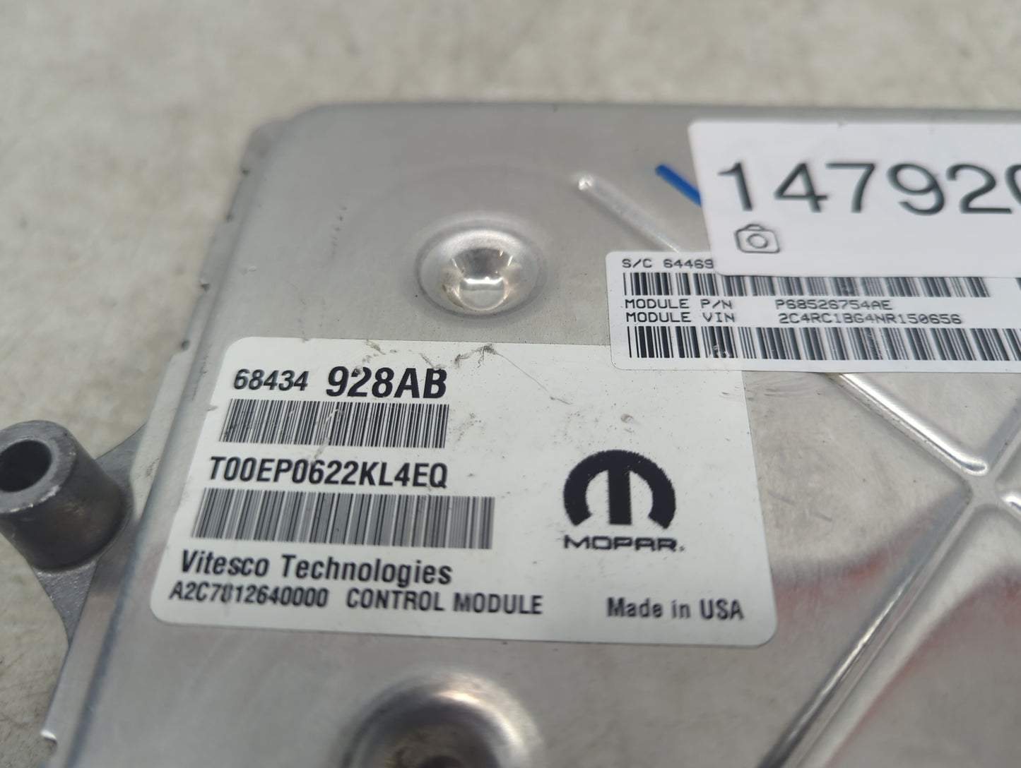 2020-2022 Chrysler Pacifica PCM Engine Control Computer ECU ECM PCU OEM P/N:68434928AB T00EP0622KL4EQ Fits Fits 2020 2021 20