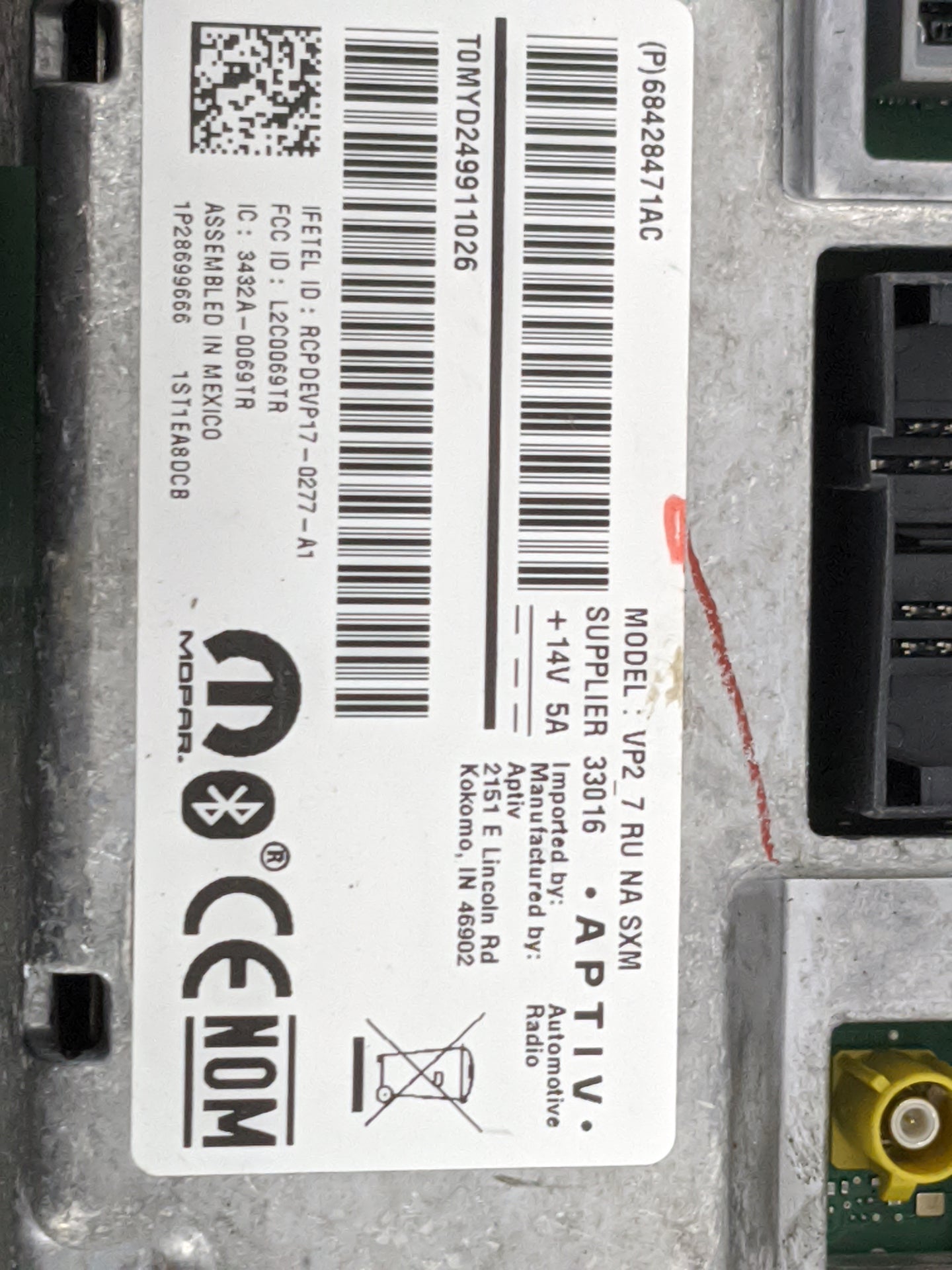 2020 Chrysler Pacifica Radio AM FM Cd Player Receiver Replacement P/N:68428471AC VP2_7 RU NA SXM, RCPDEVP17-0Z77-A1 Fits OEM