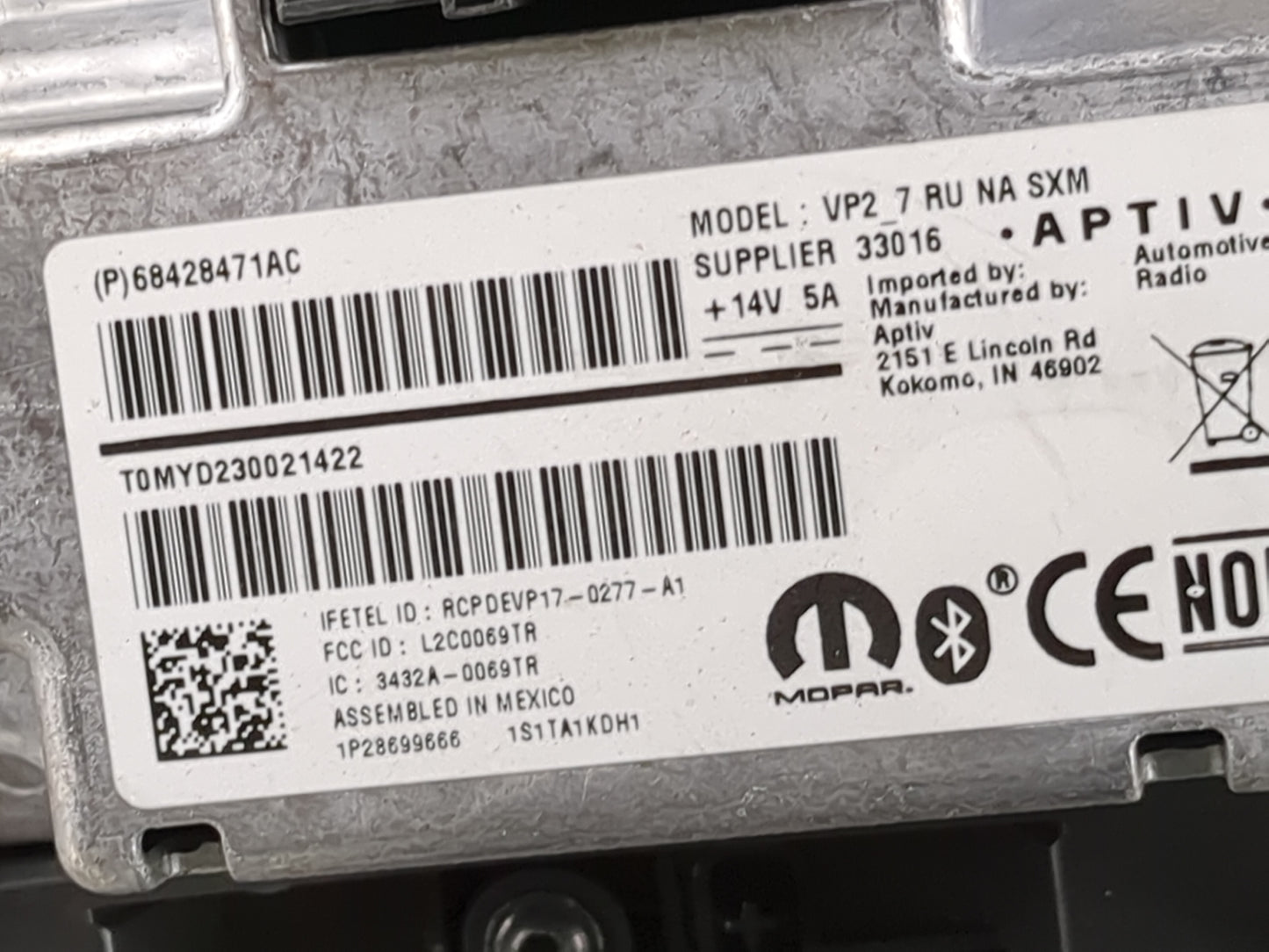 2020-2021 Chrysler Voyager Information Display Screen 1483079 - Oemusedautoparts1.com