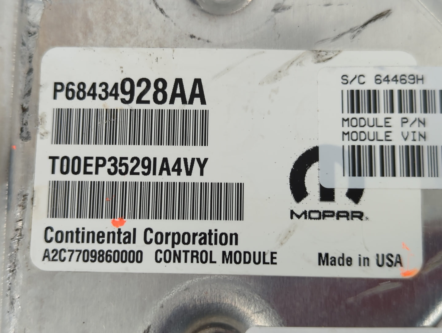 2020 Chrysler Voyager PCM Engine Control Computer ECU ECM PCU OEM P/N:P68434928AA Fits Fits 2018 2019 OEM Used Auto Parts - 