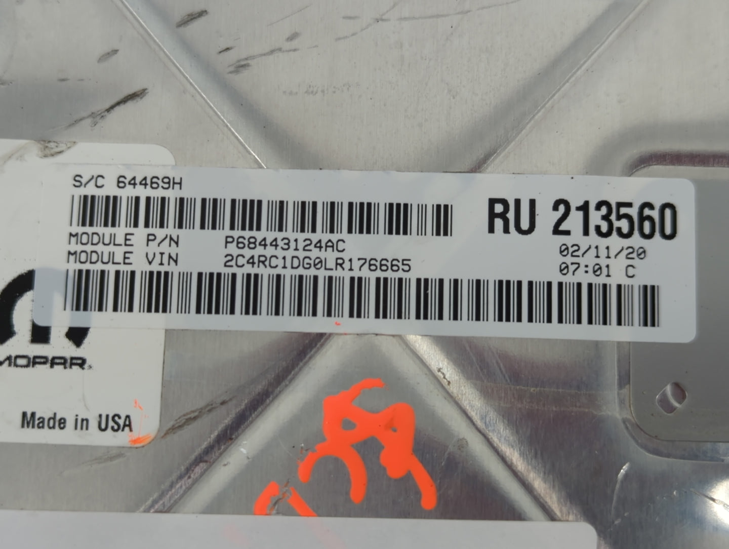 2020 Chrysler Voyager PCM Engine Control Computer ECU ECM PCU OEM P/N:P68434928AA Fits Fits 2018 2019 OEM Used Auto Parts - 