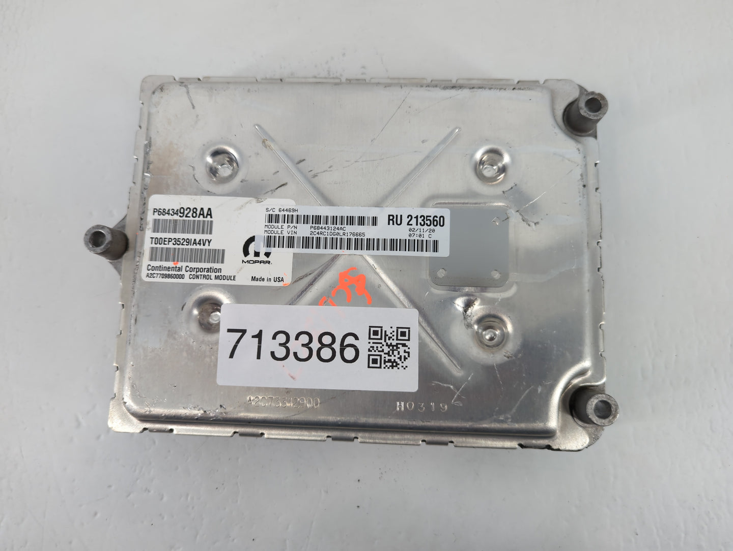2020 Chrysler Voyager PCM Engine Control Computer ECU ECM PCU OEM P/N:P68434928AA Fits Fits 2018 2019 OEM Used Auto Parts - 