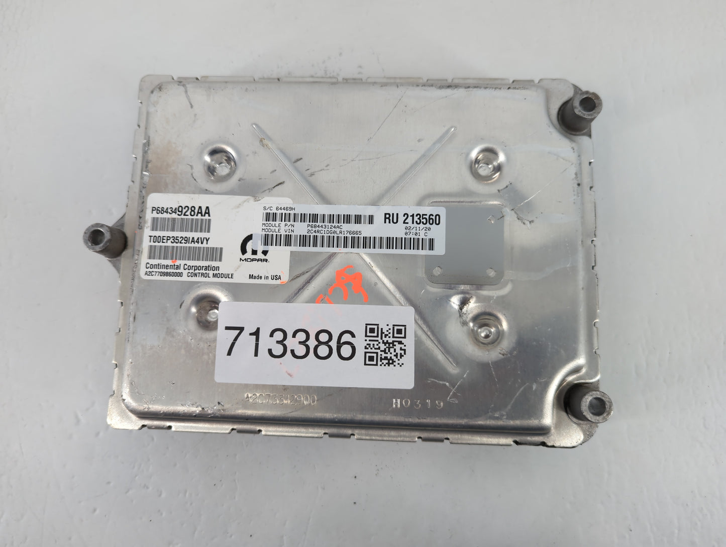 2020 Chrysler Voyager PCM Engine Control Computer ECU ECM PCU OEM P/N:P68434928AA Fits Fits 2018 2019 OEM Used Auto Parts - 