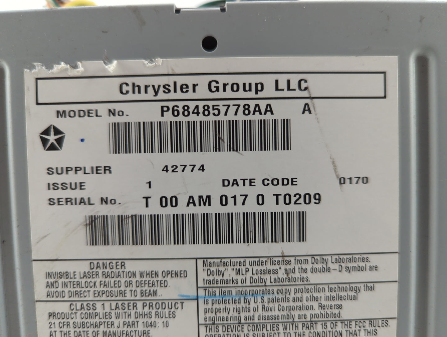 2020 Dodge Caravan Radio AM FM Cd Player Receiver Replacement P/N:P68485778AA Fits Fits 2012 2013 2014 2015 2016 2017 2018 2