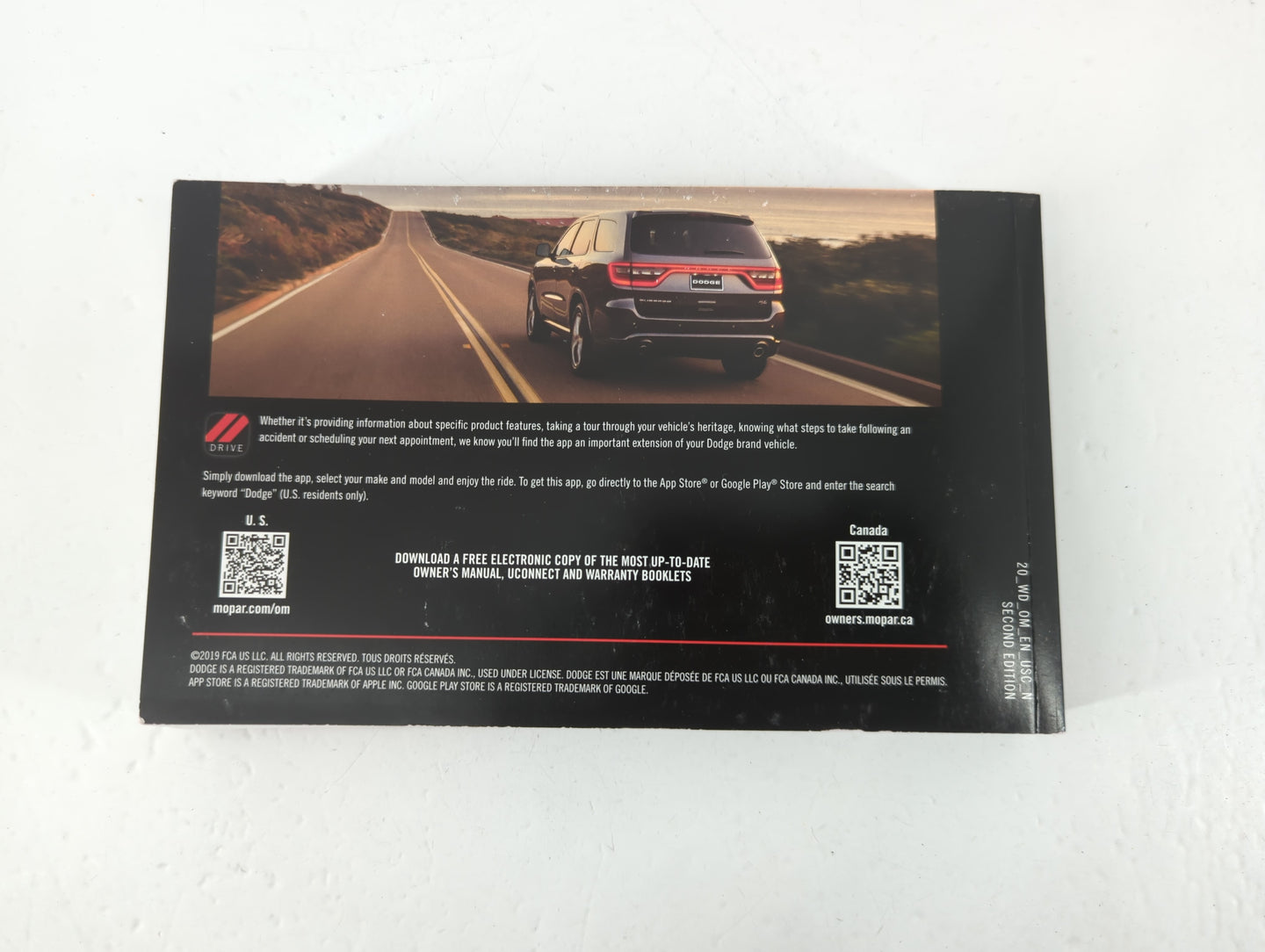 2020 Dodge Durango Owners Manual Book Guide OEM Used Auto Parts - Oemusedautoparts1.com