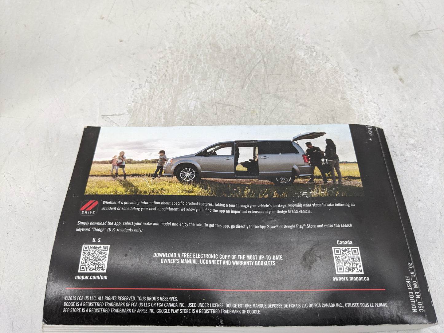 2020 Dodge Grand Caravan Owners Manual Book Guide P/N:20_RT_OM_EN_USC OEM Used Auto Parts - Oemusedautoparts1.com