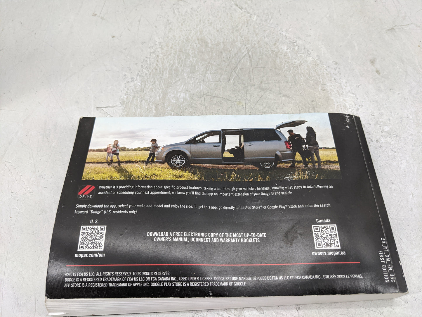 2020 Dodge Grand Caravan Owners Manual Book Guide P/N:20_RT_OM_EN_USC OEM Used Auto Parts - Oemusedautoparts1.com