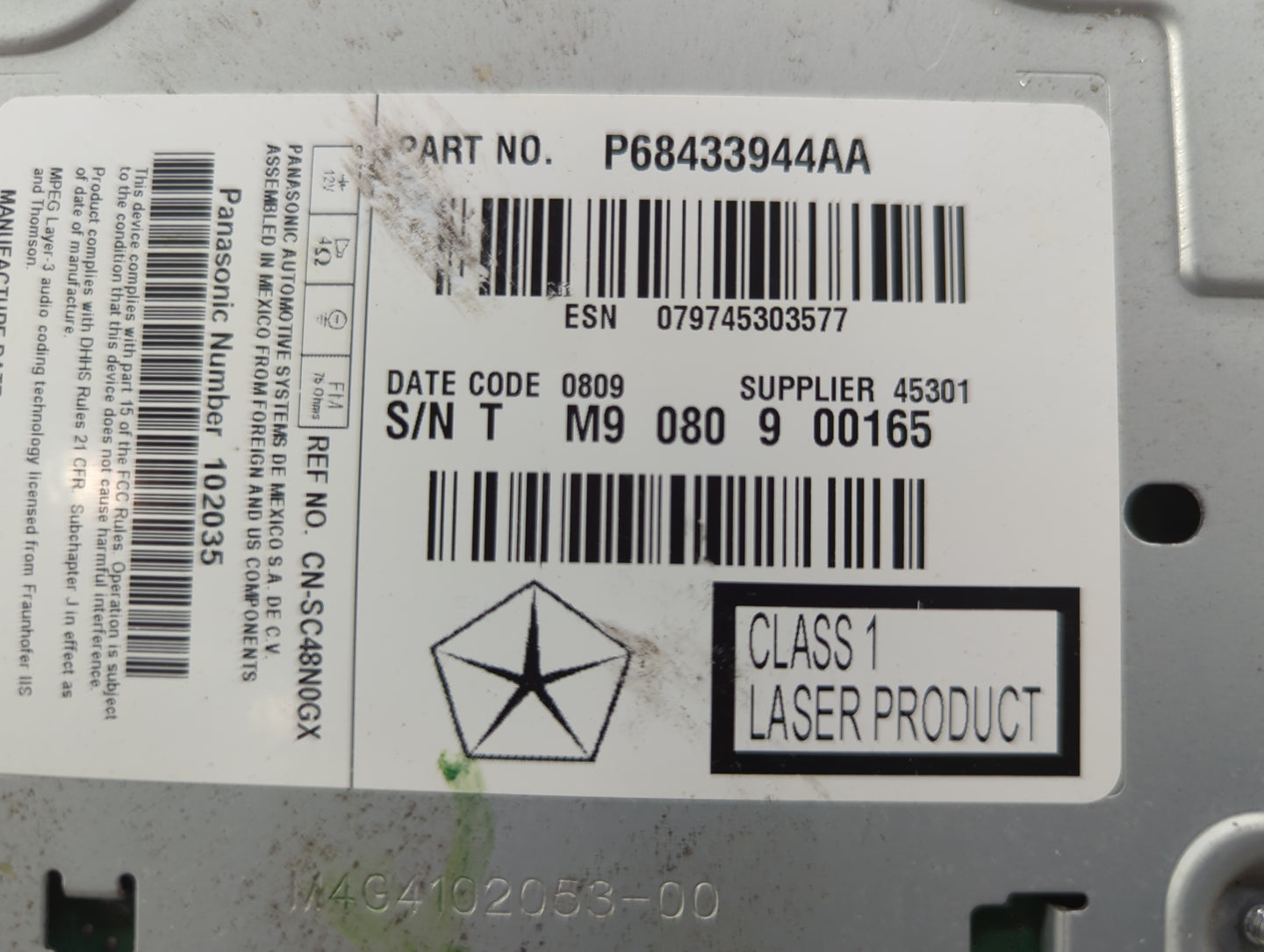 2018-2020 Dodge Journey Radio AM FM Cd Player Receiver Replacement Fits Fits 2018 2019 2020 OEM Used Auto Parts - Oemusedaut