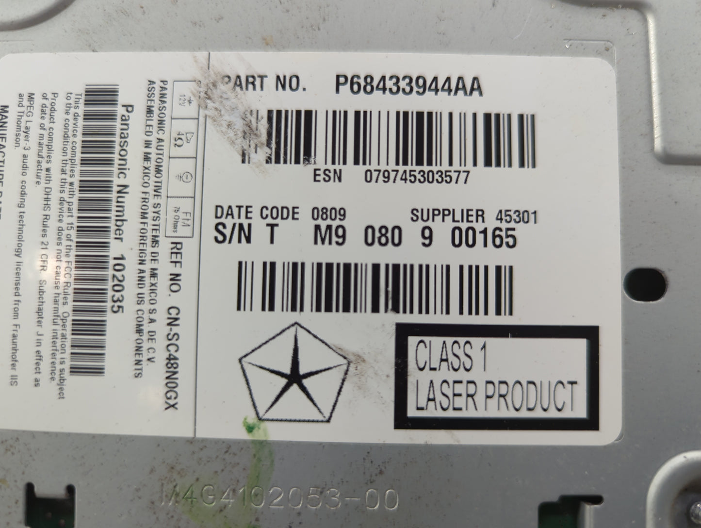2018-2020 Dodge Journey Radio AM FM Cd Player Receiver Replacement Fits Fits 2018 2019 2020 OEM Used Auto Parts - Oemusedaut