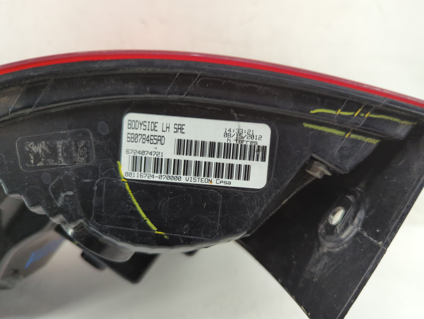 2020 Dodge Journey Tail Light Assembly Driver Left OEM P/N:68078465AD Fits OEM Used Auto Parts - Oemusedautoparts1.com
