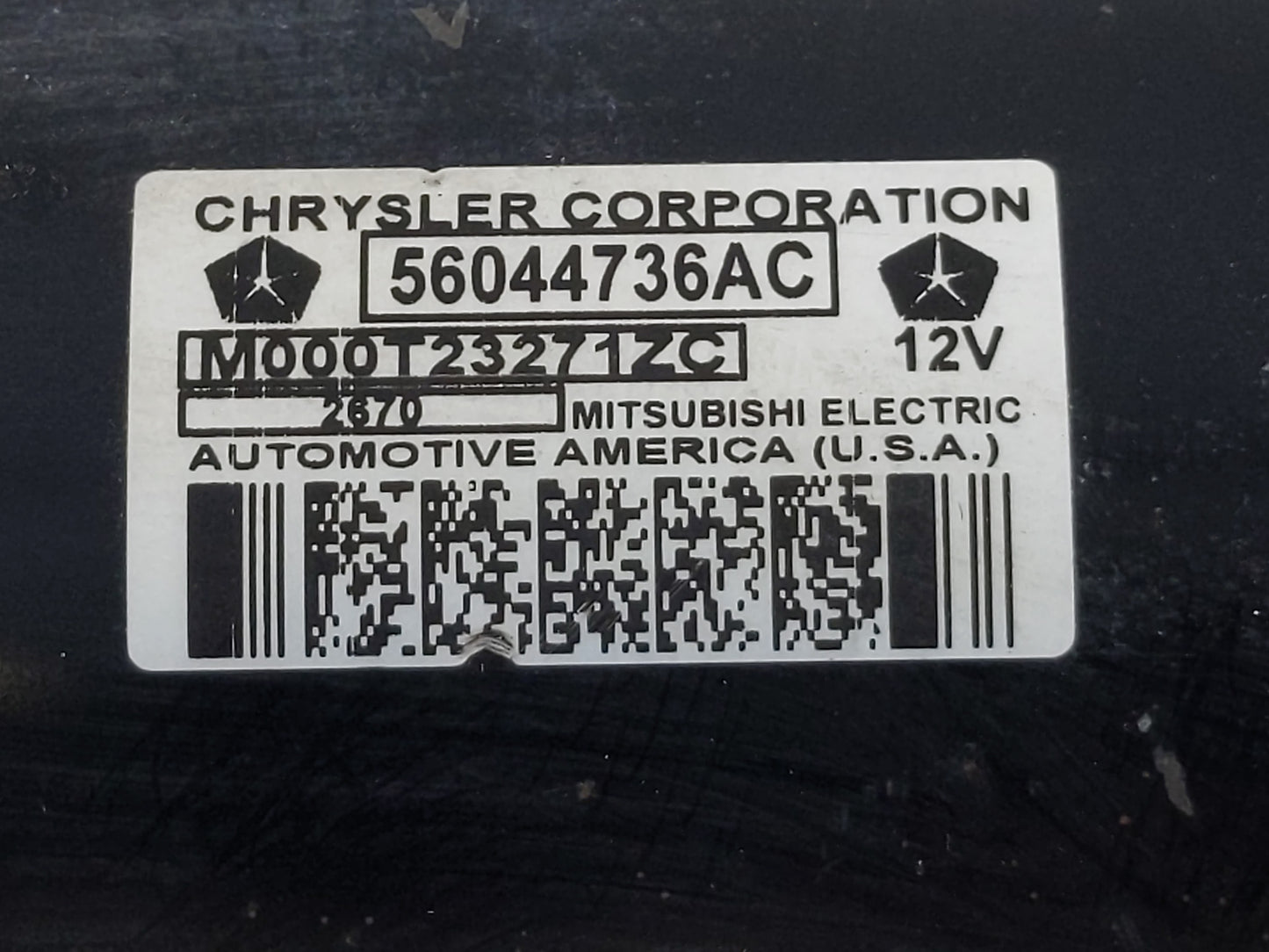 2020 Dodge Ram 1500 Car Starter Motor Solenoid OEM P/N:M000T23271ZC 56044736AC Fits OEM Used Auto Parts - Oemusedautoparts1.