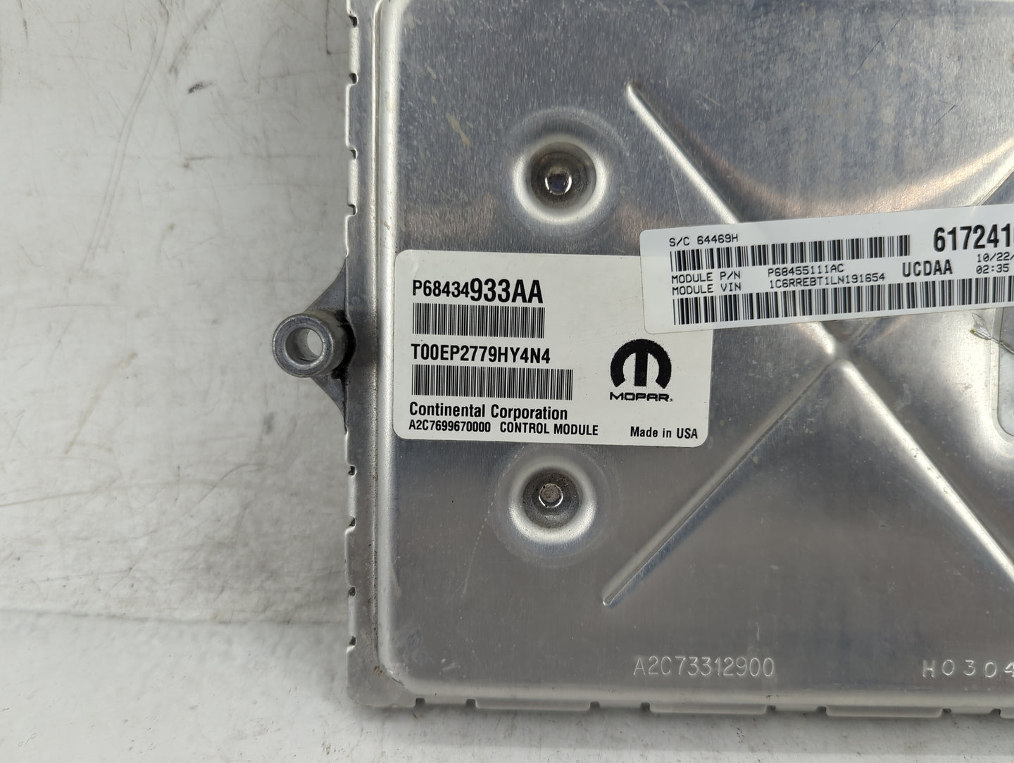 2020 Dodge Ram 1500 PCM Engine Control Computer ECU ECM PCU OEM P/N:P68434933AA Fits Fits 2021 2022 OEM Used Auto Parts - Oe