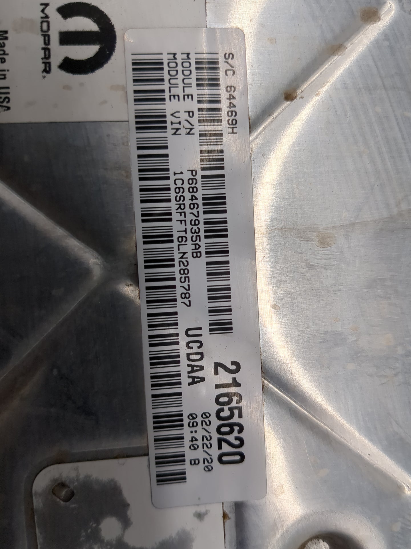 2020 Dodge Ram 1500 PCM Engine Control Computer ECU ECM PCU OEM P/N:68467935AB Fits Fits 2021 2022 OEM Used Auto Parts - Oem
