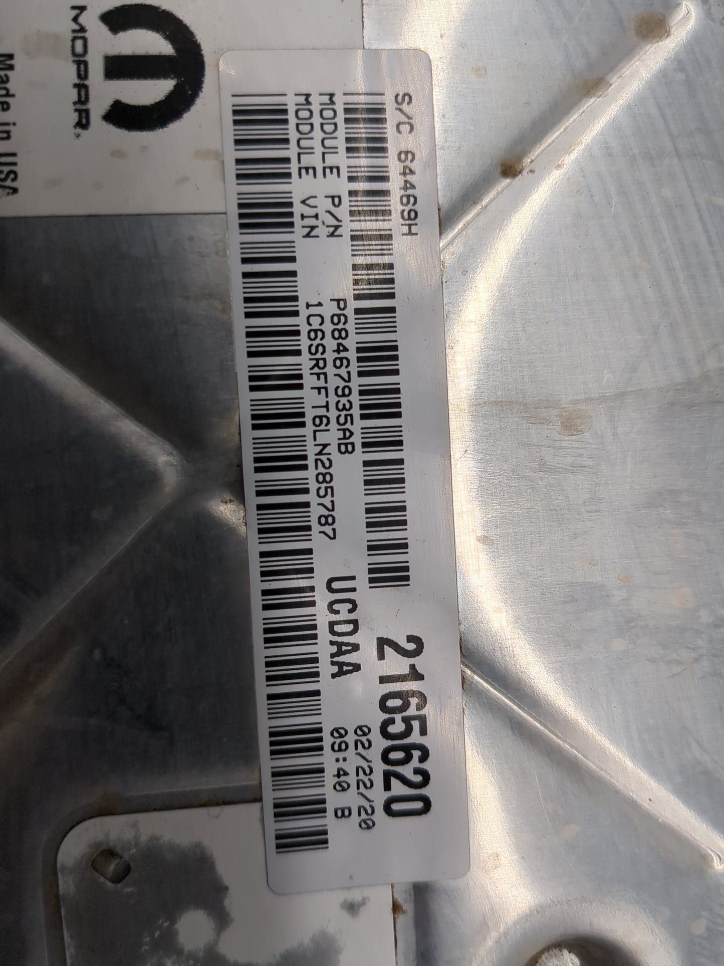 2020 Dodge Ram 1500 PCM Engine Control Computer ECU ECM PCU OEM P/N:68467935AB Fits Fits 2021 2022 OEM Used Auto Parts - Oem