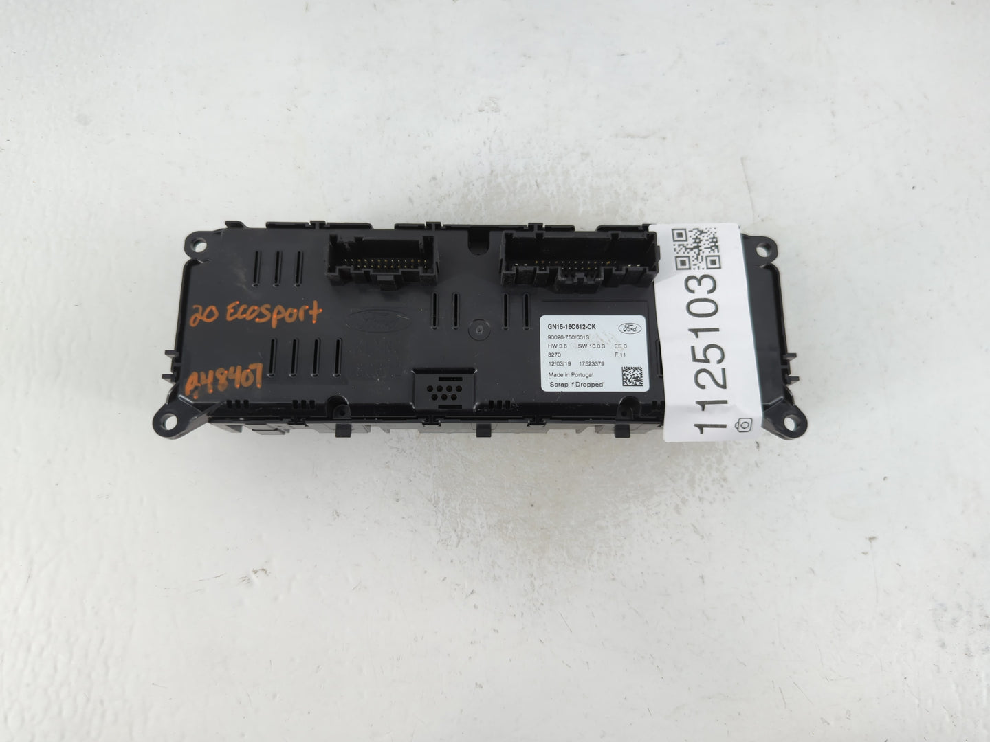 2018-2020 Ford Ecosport Climate Control Module Temperature AC/Heater Replacement P/N:GN15-18C612-CK Fits Fits 2018 2019 2020