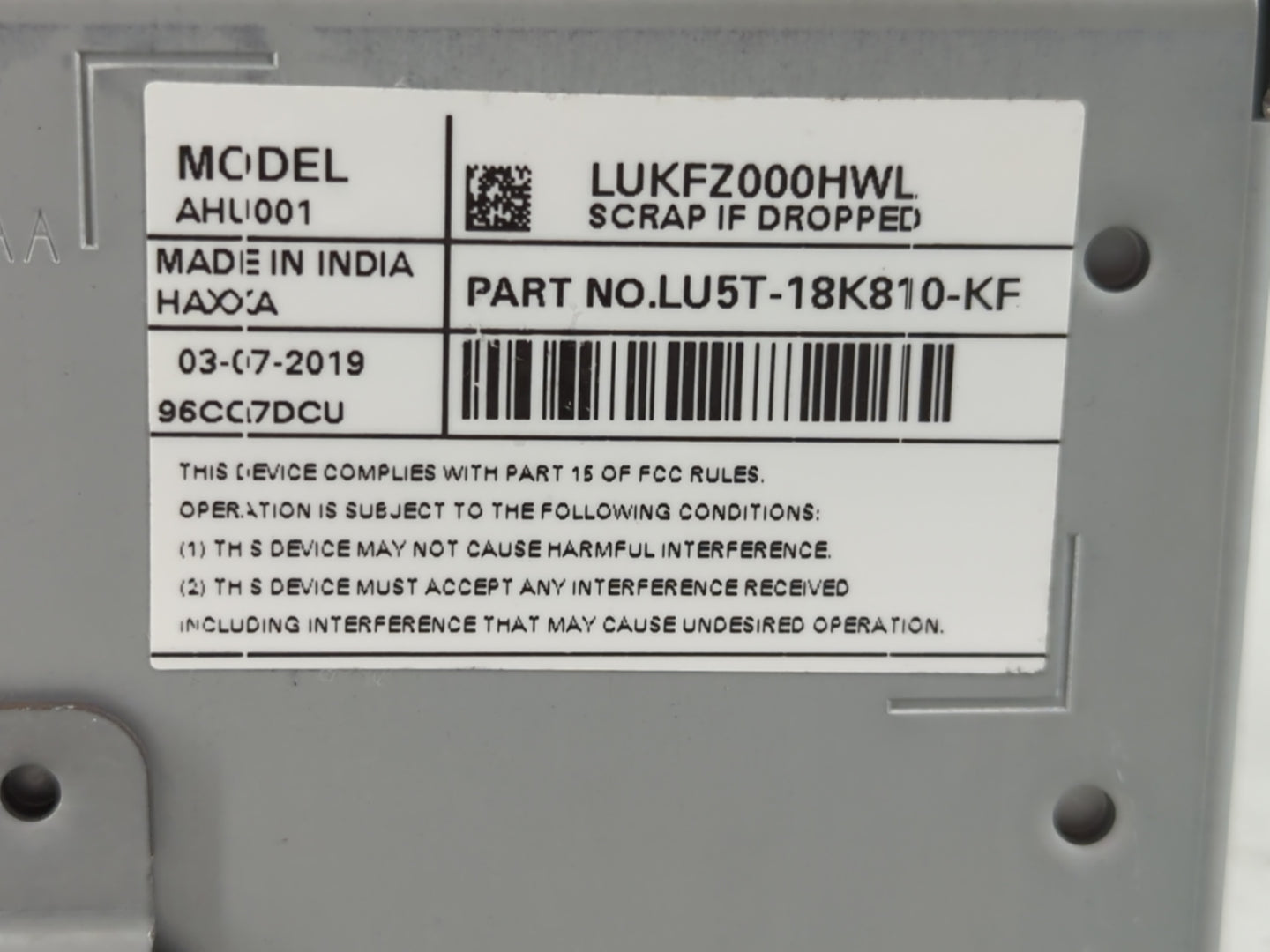 2020 Ford Ecosport Radio AM FM Cd Player Receiver Replacement P/N:LU5T-18K810-KF Fits OEM Used Auto Parts - Oemusedautoparts