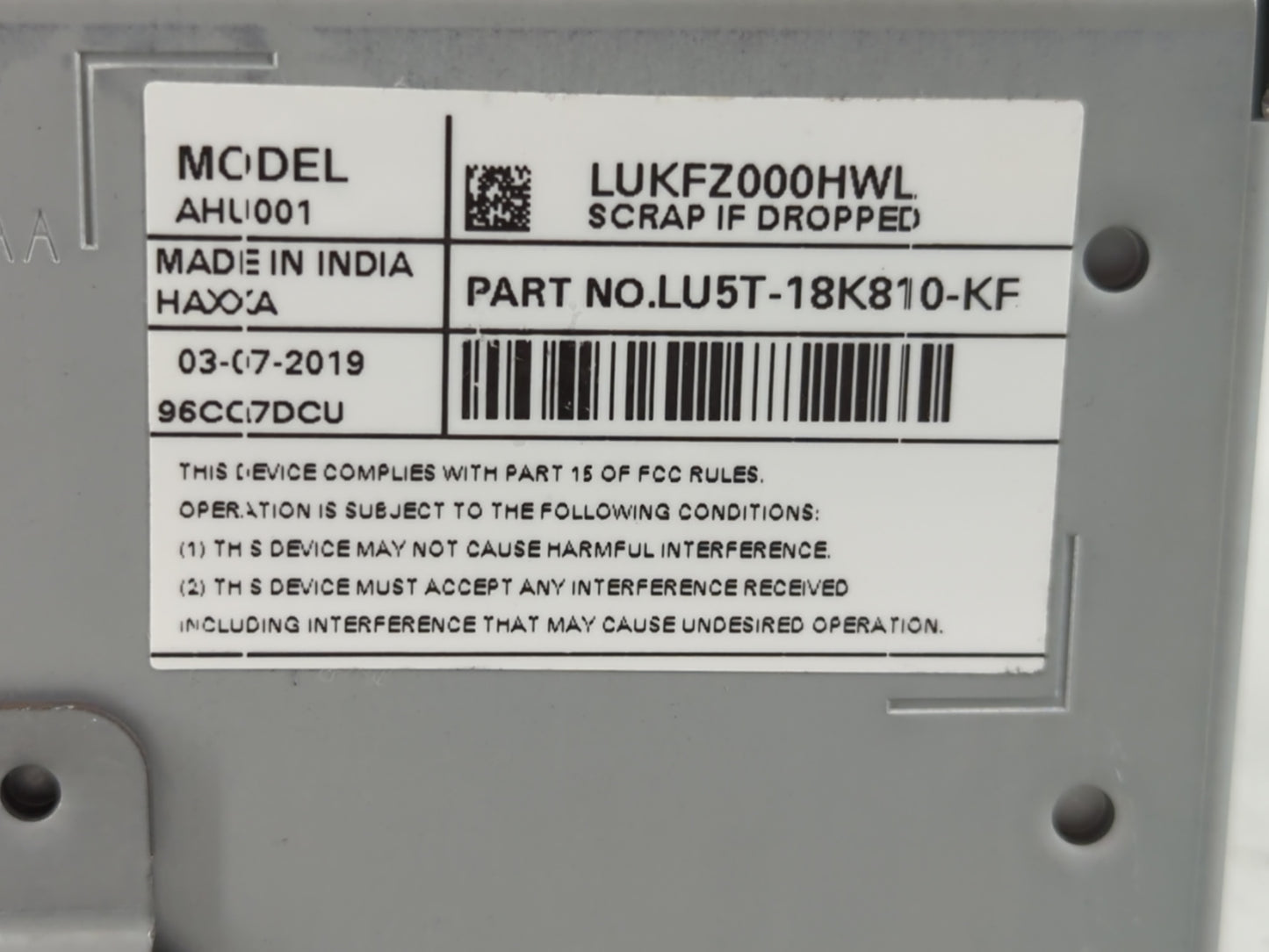 2020 Ford Ecosport Radio AM FM Cd Player Receiver Replacement P/N:LU5T-18K810-KF Fits OEM Used Auto Parts - Oemusedautoparts