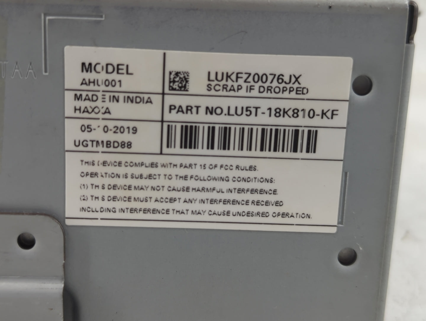 2020 Ford Ecosport Radio AM FM Cd Player Receiver Replacement P/N:LU5T-18K810-KF Fits OEM Used Auto Parts - Oemusedautoparts