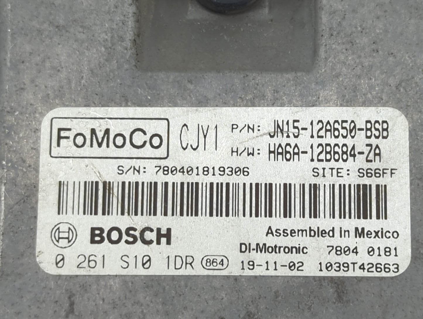 2018-2021 Ford Ecosport PCM Engine Control Computer ECU ECM PCU OEM P/N:JN15-12A650-BSB HA6A-12B684-ZA Fits OEM Used Auto Pa