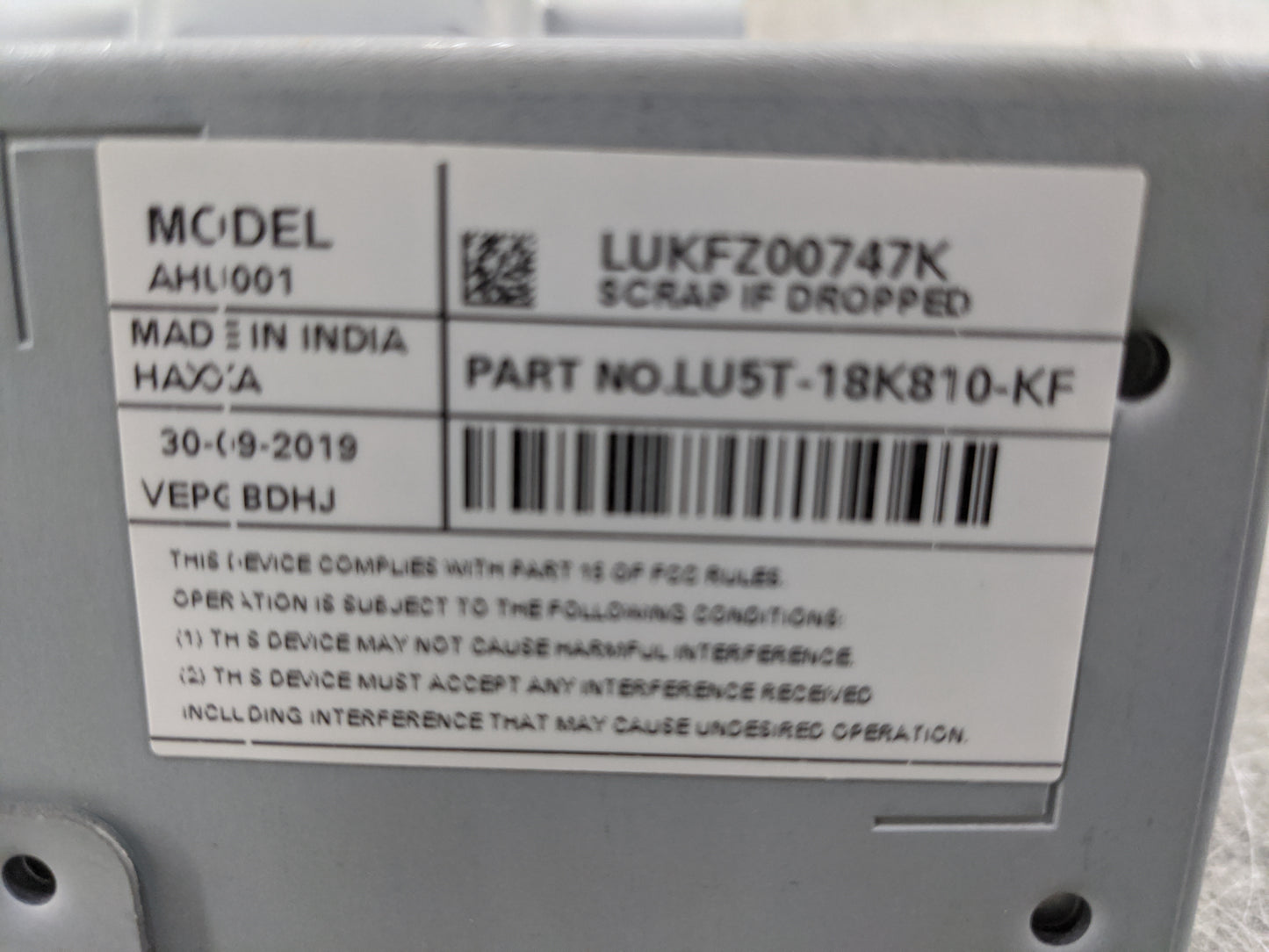 2020 Ford Ecosport Radio AM FM Cd Player Receiver Replacement P/N:LU5T-18K810-KF AHU001, LUKFZ00747K Fits OEM Used Auto Part