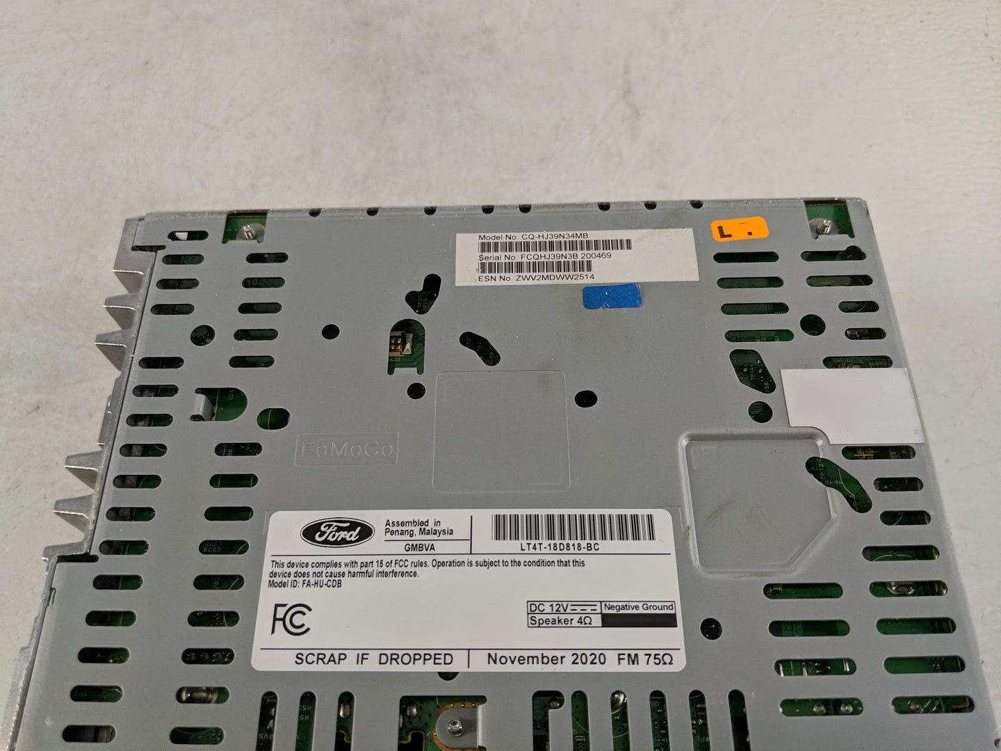 2019-2020 Ford Edge Radio AM FM Cd Player Receiver Replacement P/N:LT4T-18D818-BC Fits Fits 2019 2020 OEM Used Auto Parts - 