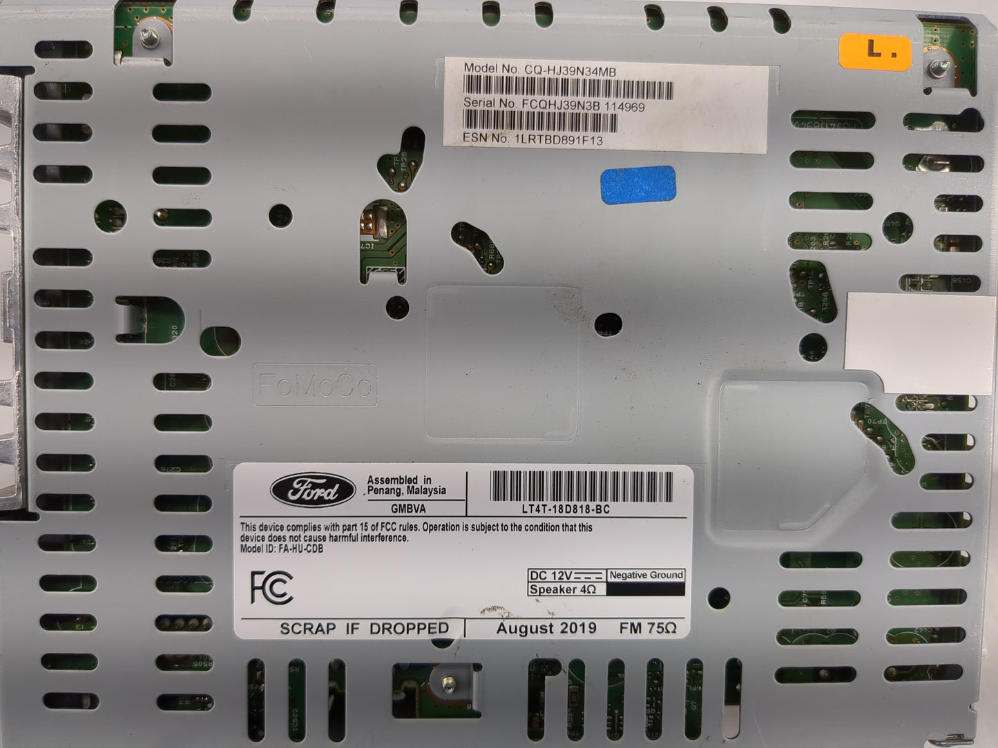 2020 Ford Edge Radio AM FM Cd Player Receiver Replacement P/N:LT4T-18D818-BC Fits OEM Used Auto Parts - Oemusedautoparts1.co