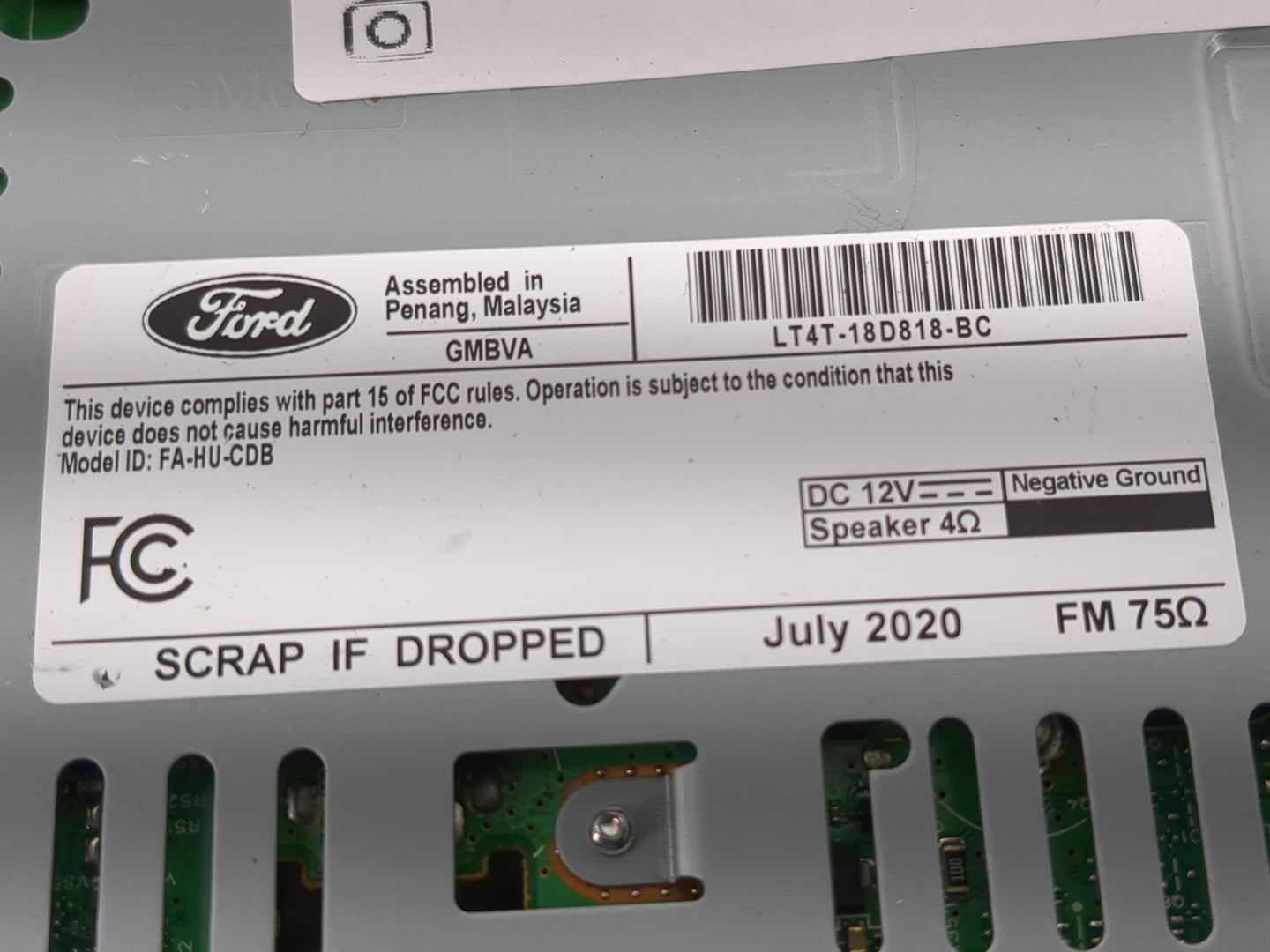 2020 Ford Edge Radio AM FM Cd Player Receiver Replacement P/N:LT4T-18D818-BC Fits OEM Used Auto Parts - Oemusedautoparts1.co