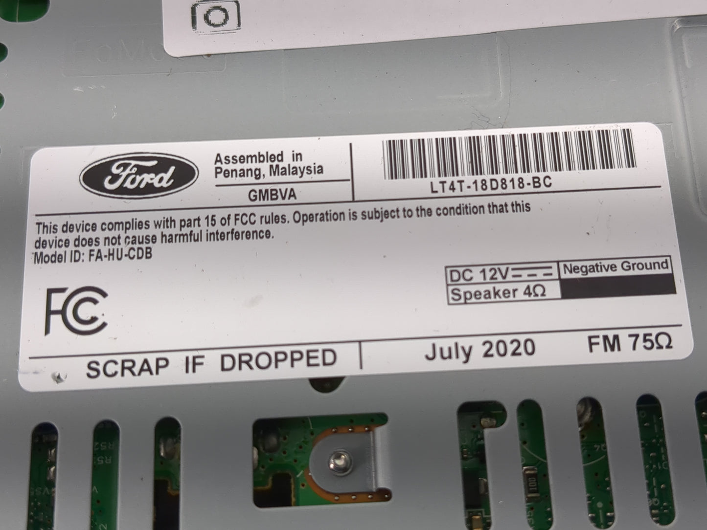 2020 Ford Edge Radio AM FM Cd Player Receiver Replacement P/N:LT4T-18D818-BC Fits OEM Used Auto Parts - Oemusedautoparts1.co